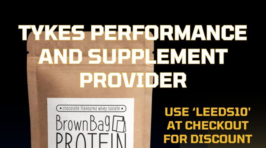 Brown Bag Protein and Leeds Tykes logos Tykes performance and supplement provider Use Leeds10 at checkout for discount