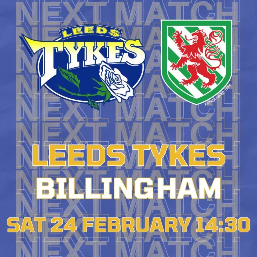 Next match Leeds Tykes Billingham Team logos Saturday 24 February 14:30