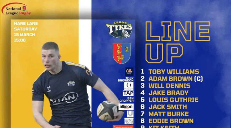 Leeds Tykes team sheet for Saturday 15 March
