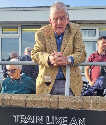 Andy watching Leeds Tykes at Sheffield Tigers with Monica Pickersgill also in shot