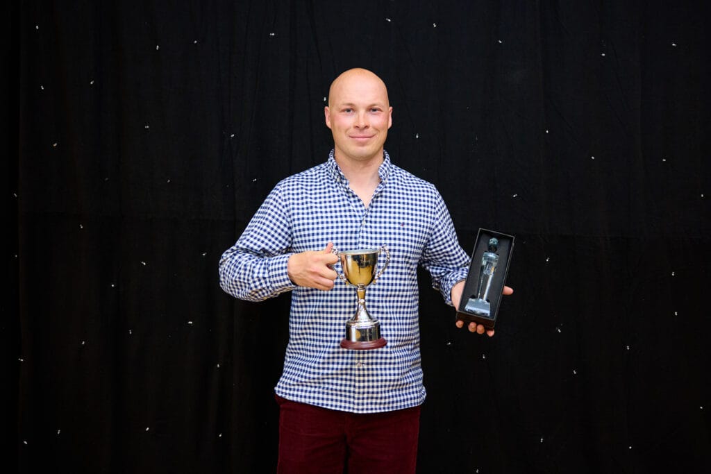 Jack Moran with Seth's trophies