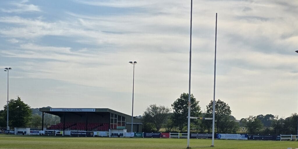 Looking across the pitch at West Park Leeds, home of Leeds Tykes