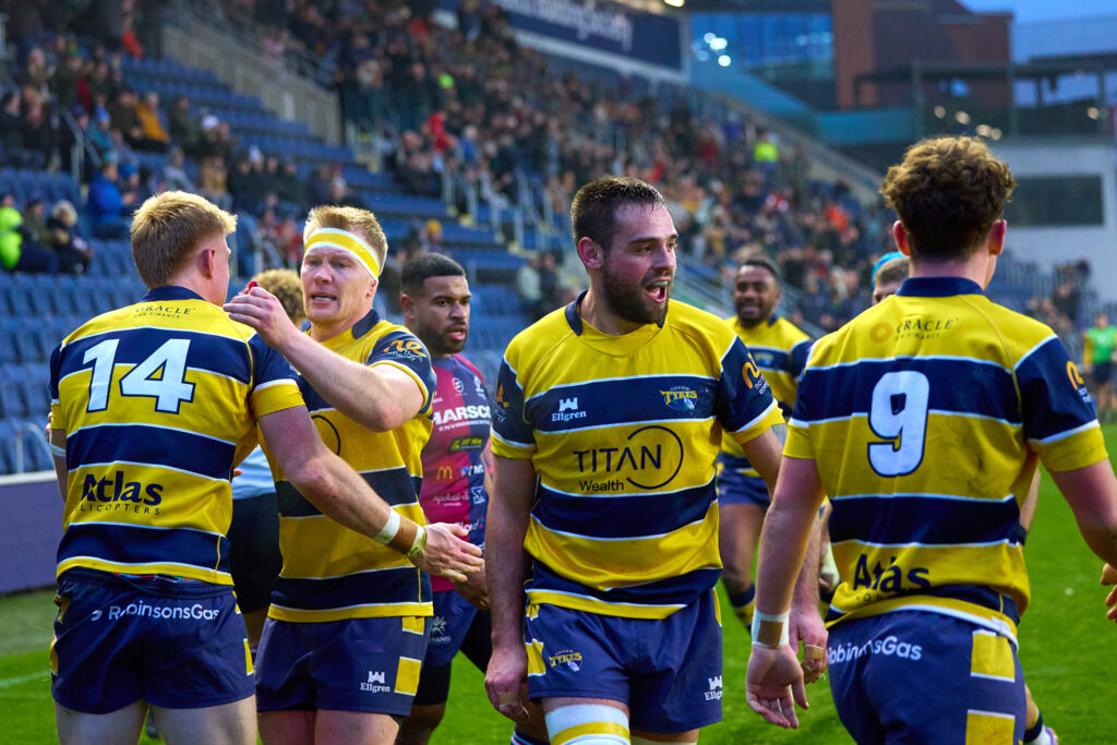 Celebrations at the end of Leeds Tykes v Titans 201225